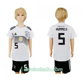 Camisolas de Futebol Alemanha Hummels 5 Criança Equipamento Principal Copa do Mundo 2018 Manga Curta